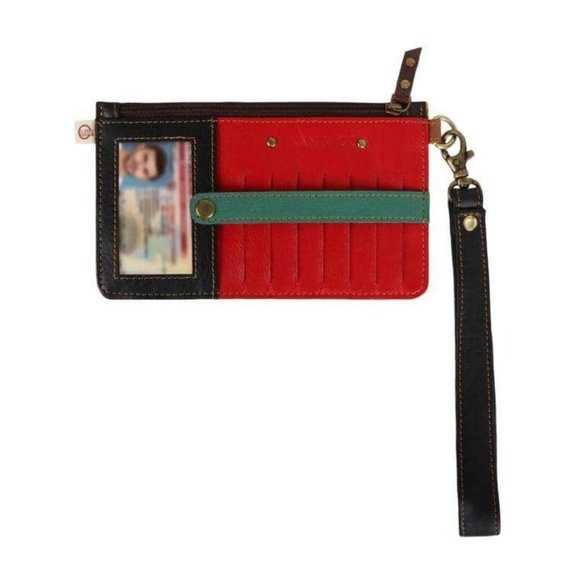 Upcycled Genuine Leather Floral Card Holder/Wallet - Picture 3 of 3